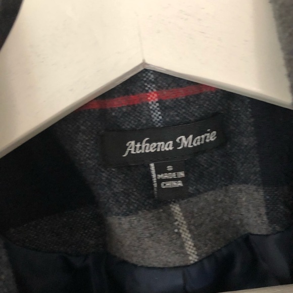 Navy, gray, and red plaid blazer S - Picture 2 of 3